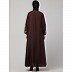 Embroidery abaya with balloon sleeves- Brown